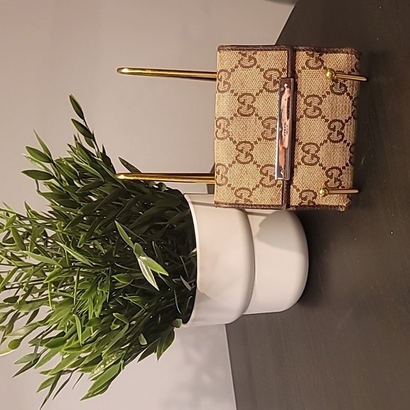 Gucci Handbags - Monogram Metal Bar French Flap Wallet Beige Ebony Cocoa